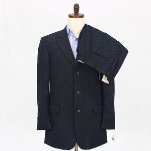 Bill Blass 42L 36x31 Navy Full Suit 3-Button Stripe R654